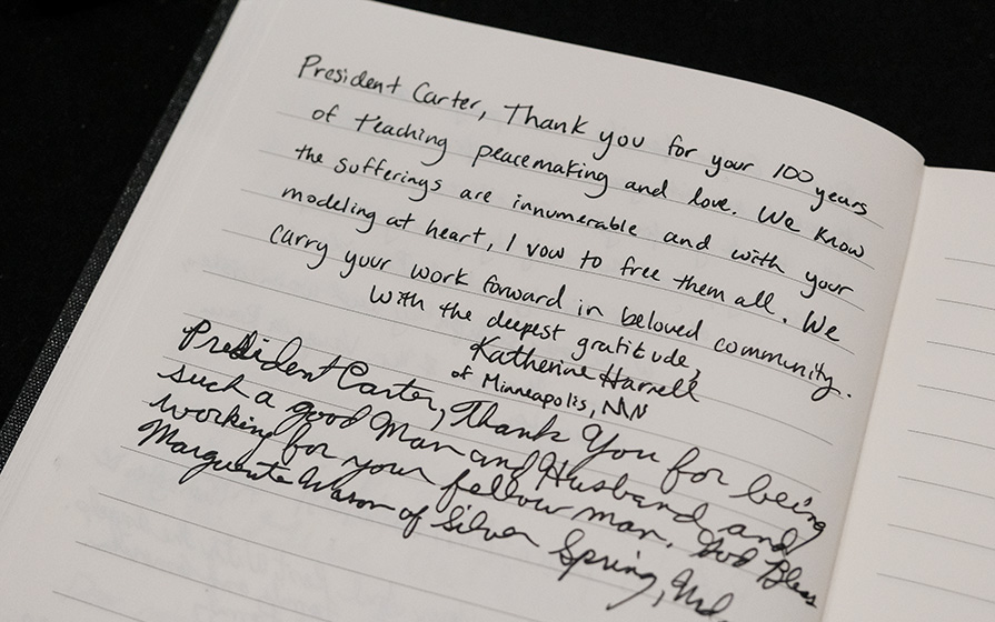 Hand-written notes written in memory of President Carter.